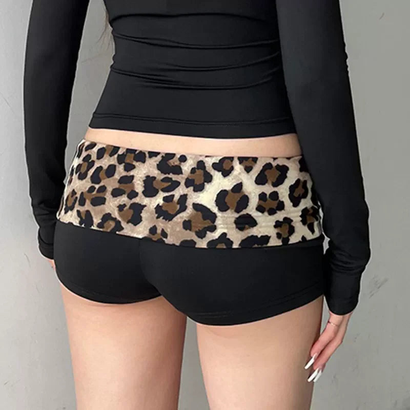 Leopard Low Waist Foldover Shorts