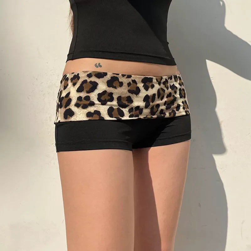 Leopard Low Waist Foldover Shorts