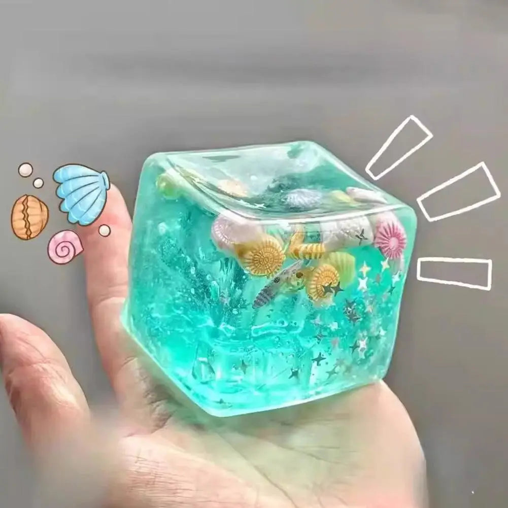 Enchanting Ocean Island Soft Ice Cubes Stress Relief Squeeze Toy Hand Exercise Calming Tool for Adults & Kids Anxiety Squishy To