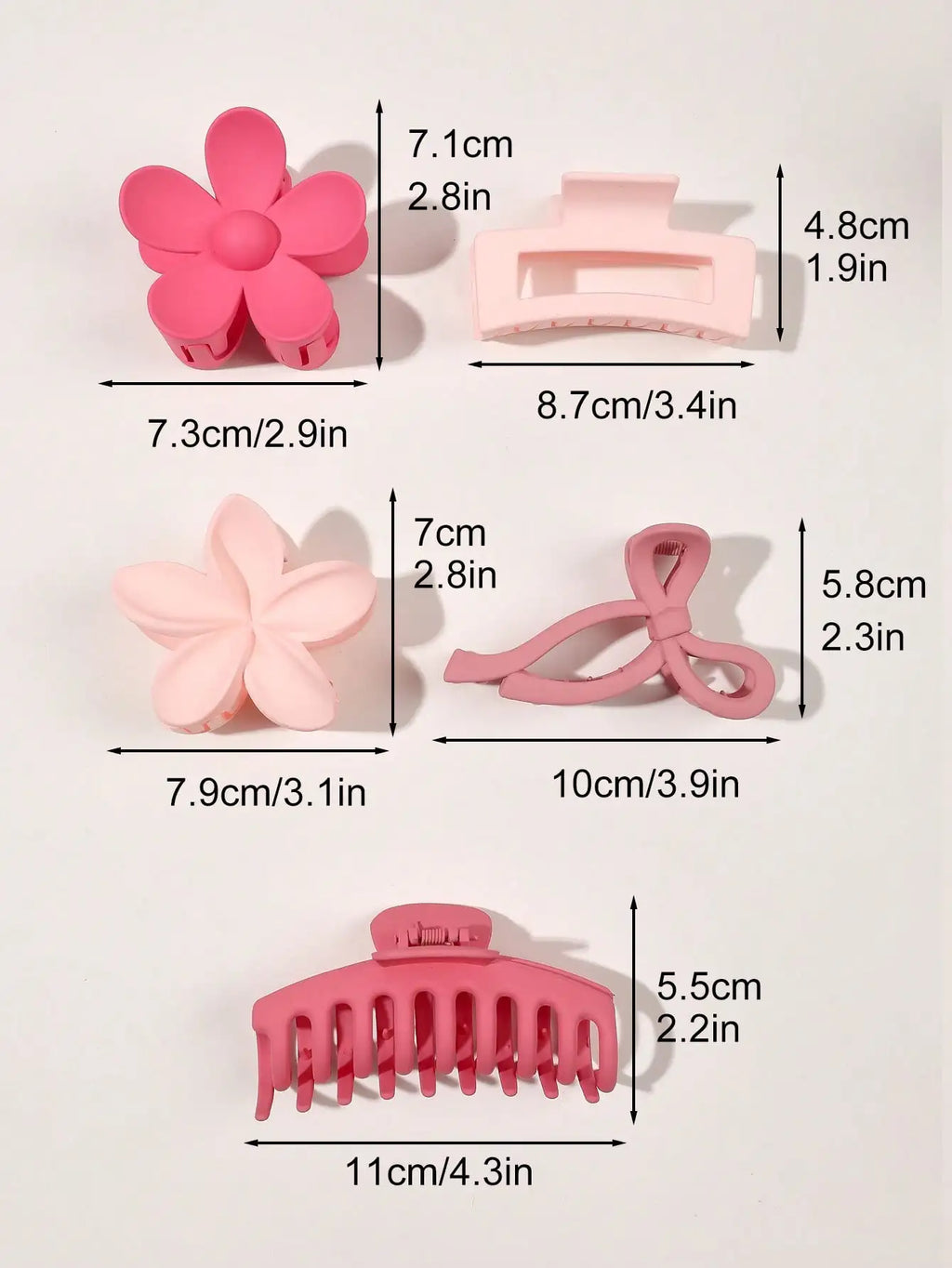 5 Pcs Big Matte Hair Claw Clips Set for Women Girls Mixed Colors Shapes Thin Thick Curly Hair Strong Hold Jaw Clips Banana Clips