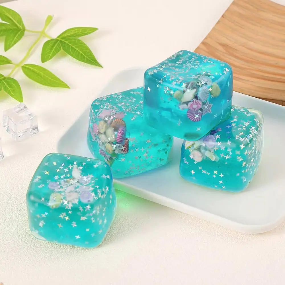 Enchanting Ocean Island Soft Ice Cubes Stress Relief Squeeze Toy Hand Exercise Calming Tool for Adults & Kids Anxiety Squishy To